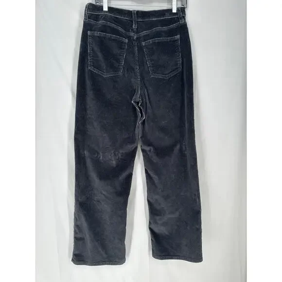 Universal Thread Pants Womens 8 29 Black Corduroy Relaxed Wide Leg Stretch High - Picture 4 of 10
